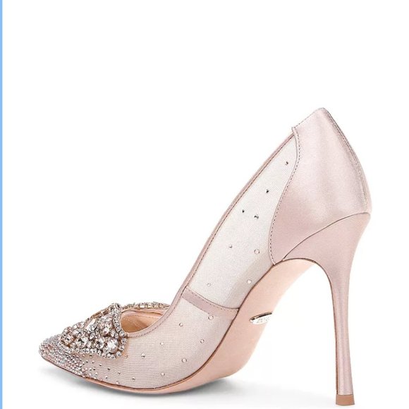 Badgley Mischka Quintana Crystal & Mesh High-Heel Pumps Size 9.5 - Picture 8 of 16